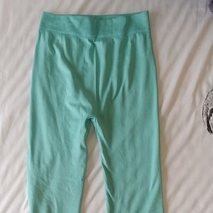 Mint green fleece-lined leggings